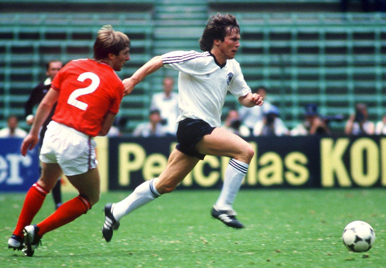 lothar matthaus wearing the copa mundial for germany